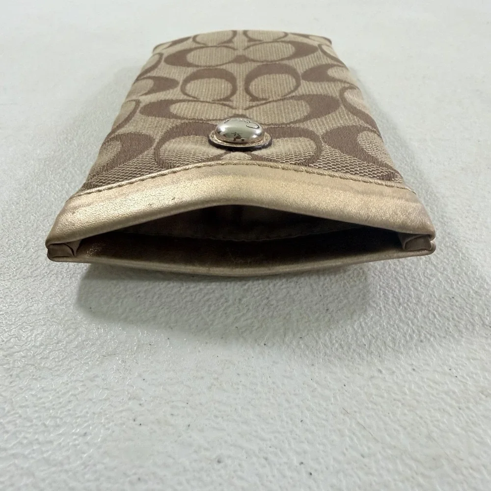 Coach Signature Canvas Leather Soft Eyeglasses Sunglasses Case Gold Squeeze Top